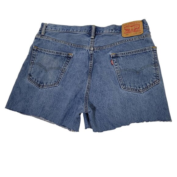 Levi Strauss 550 Jean Shorts Mens Size 36 Jorts Medium Wash Denim Cutoffs - Picture 2 of 5